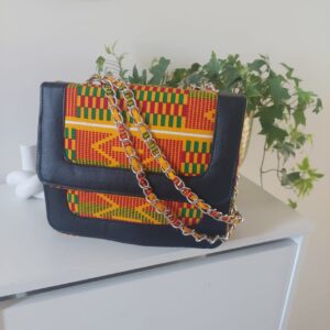 African Prints Bag; Kente Inspired Elegance with Chain Strap