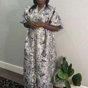 Elegant African Maxi Dress : Purple and Gold Brocade Bubu Gown